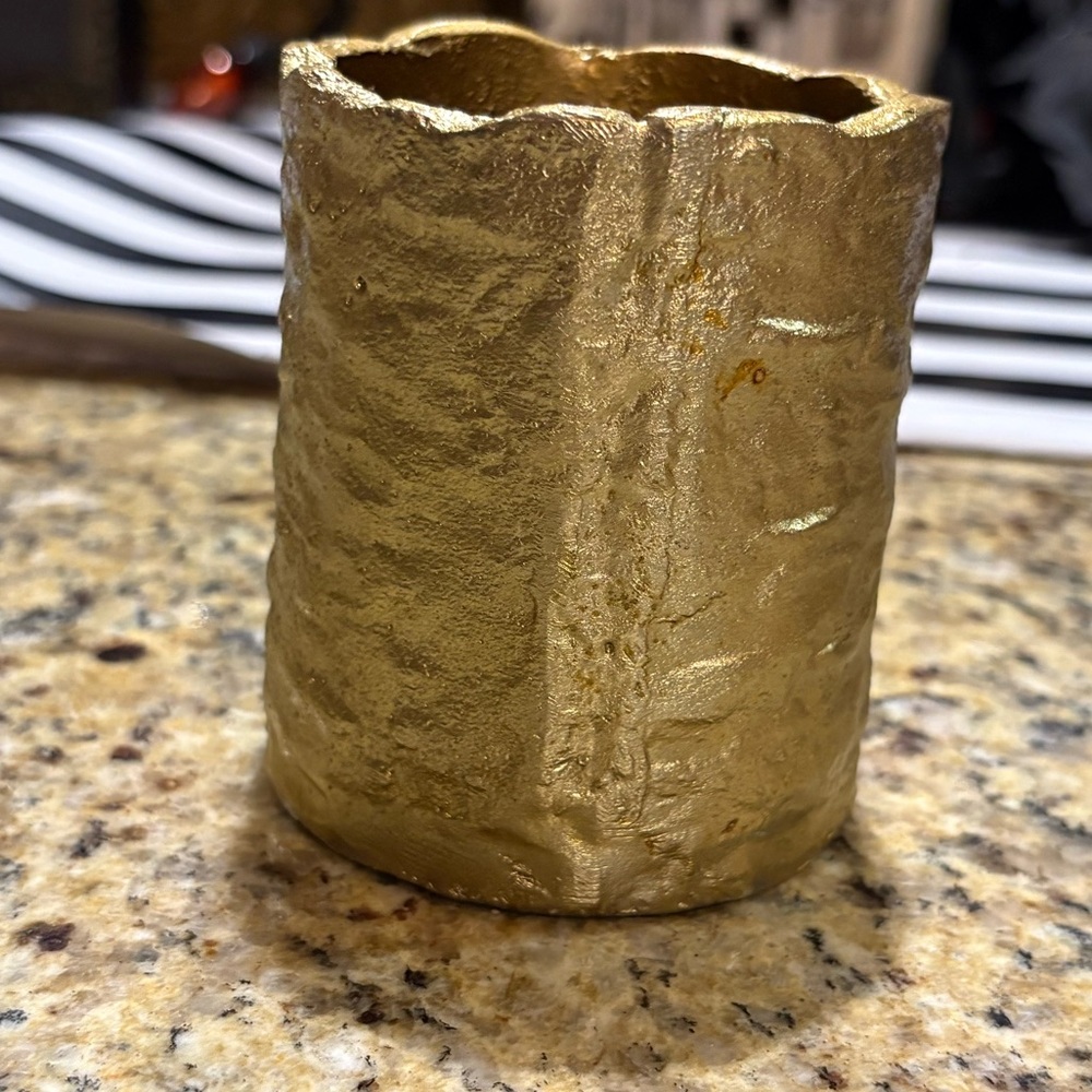 WEST ELM NWT Birch metal candleholders -gold -votive -3.25”h - Picture 8 of 10